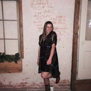 Anthropologie Black and Blue High Low Dress